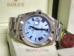 Rolex replica daydate ll acciaio cyan dial strip president orologio replica copia imitazione 4us - immagine 8