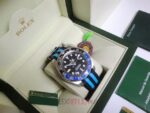 Rolex replica GMT master II nero blu ceramichon cordura orologio replica copia imitazione 4us - immagine 4