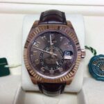 Rolex replica Sky-Dweller 326135 Rose Gold chocholate dial strip leather 4us0988