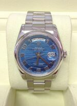 Rolex replica Day-Date 118209 White Gold Blue Waves Dial orologio replica - immagine 3