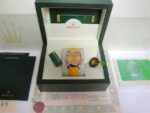 Rolex replica oyster perpetual acciaio yellow dial leather imitazione copia - immagine 3