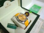 Rolex replica oyster perpetual acciaio yellow dial leather imitazione copia - immagine 4