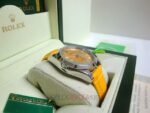 Rolex replica oyster perpetual acciaio yellow dial leather imitazione copia - immagine 5