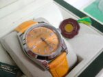 Rolex replica oyster perpetual acciaio yellow dial leather imitazione copia