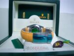 Rolex replica oyster perpetual acciaio yellow dial leather imitazione copia - immagine 7