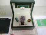 Rolex replica oyster perpetual acciaio red grape leather imitazione copia - immagine 3