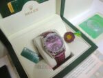 Rolex replica oyster perpetual acciaio red grape leather imitazione copia