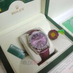 Rolex replica oyster perpetual acciaio red grape leather imitazione copia