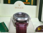 Rolex replica oyster perpetual acciaio red grape leather imitazione copia - immagine 9