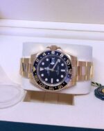 Rolex replica GMT master II full oro black dial orologio replica copia imitazione 4us495 - immagine 3