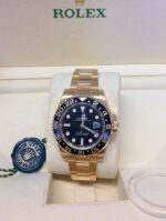 Rolex replica GMT master II full oro black dial orologio replica copia imitazione 4us495 - immagine 5