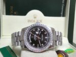 Rolex replica daydate ll white gold black dial  diamond bezel orologio replica copia imitazione 4us810