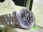 Rolex replica daydate ll white gold black dial  diamond bezel orologio replica copia imitazione 4us810 - immagine 8