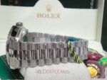 Rolex replica daydate ll white gold black dial  diamond bezel orologio replica copia imitazione 4us810 - immagine 10