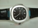 Patek Philippe replica nautilus acciaio black dial strip leather orologio replica copia 4us