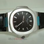 Patek Philippe replica nautilus acciaio black dial strip leather orologio replica copia 4us