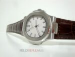 Patek Philippe replica nautilus acciaio white dial strip leather orologio replica copia 4us - immagine 5