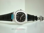 Patek Philippe replica nautilus acciaio black dial strip leather orologio replica copia 4us - immagine 3