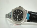 Patek Philippe replica nautilus acciaio black dial strip leather orologio replica copia 4us - immagine 6