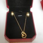Cartier replica gioiello collier completo di orecchini yellow gold imitazione replica