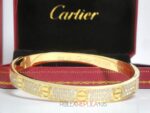 Cartier replica gioiello bracciale love yellow gold pavè diamond imitazione replica - immagine 15