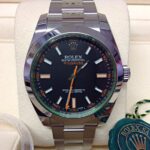 Rolex replica Milgauss 116400GV clone movement 3131 Black Dial Green Glass