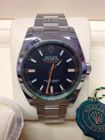 Rolex replica Milgauss 116400GV clone movement 3131 Black Dial Green Glass - immagine 3