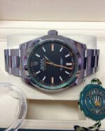 Rolex replica Milgauss 116400GV clone movement 3131 Black Dial Green Glass - immagine 4