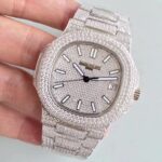 Patek Philippe replica nautilus 7021/1G - diamond pavè special edition white gold